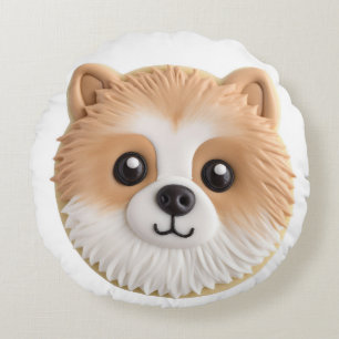 Pomeranian Dog 3D Inspired Round Pillow
