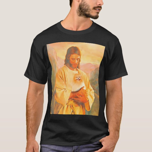 Pomeranian Dog And Jesus Lover Funny Cute        T-Shirt (Front)