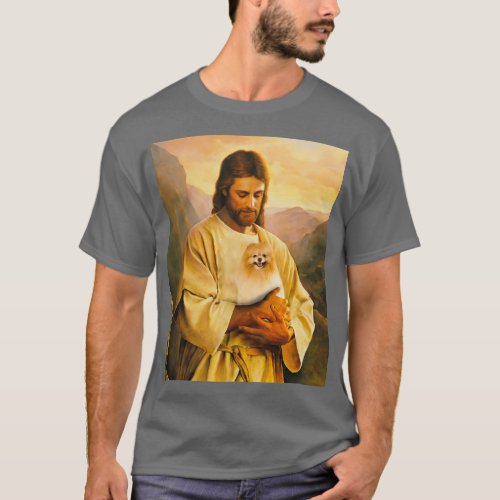 pomeranian dog and jesus lover  T_Shirt