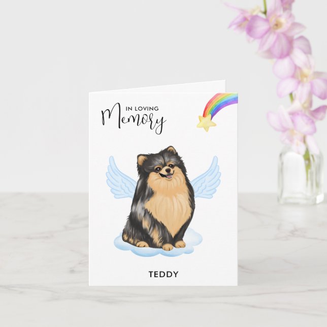 Pomeranian Dog Angel Pet Loss Memorial Sympathy Card (Orchid)