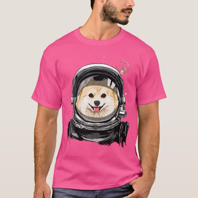 Pomeranian Dog Astronaut Space Exploration Astrono T-Shirt (Front)