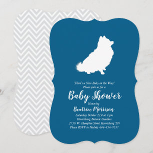 Pomeranian Dog Baby Shower Blue Boy Invitation