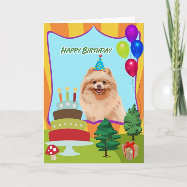 Pomeranian Dog Birthday Card (Front)