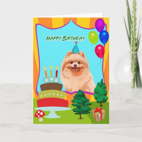 Pomeranian Dog Birthday Card