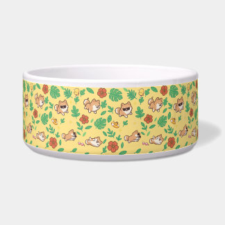 Pomeranian Dog Bowl with Summer Tropical Kawaii