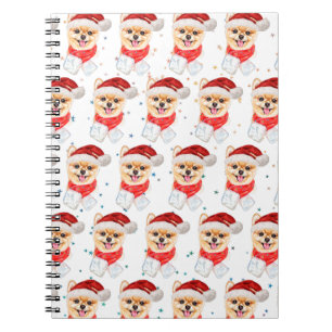 Pomeranian Dog Breed Christmas Stars Notebook