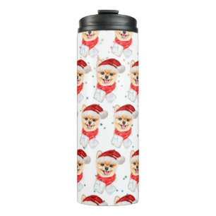 Pomeranian Dog Breed Christmas Stars Thermal Tumbler