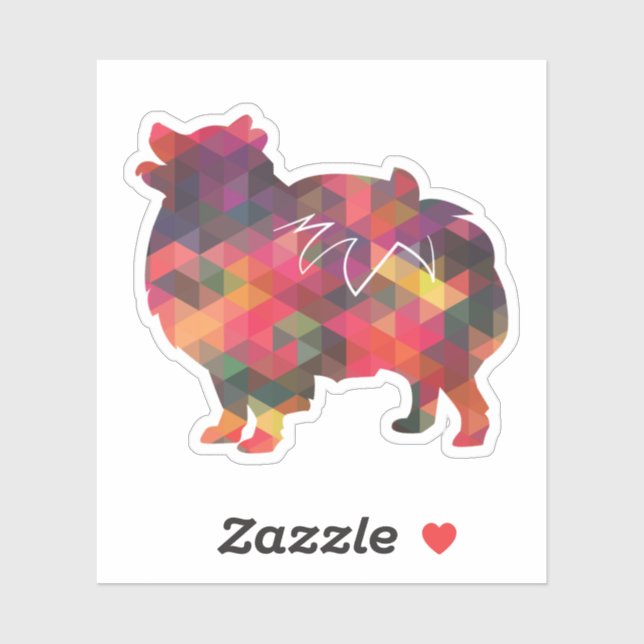 Pomeranian Dog Breed Geo Silhouette Multi Sticker (Sheet)