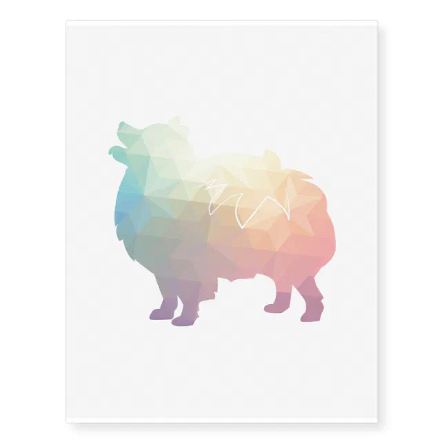 Pomeranian Dog Breed Geo Silhouette Pastel Temporary Tattoos | Zazzle