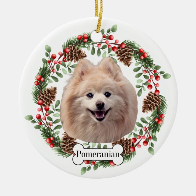 Pomeranian dog ceramic ornament (Front)