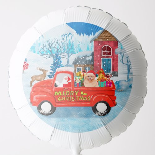 Pomeranian Dog Christmas Delivery Truck Snow Balloon