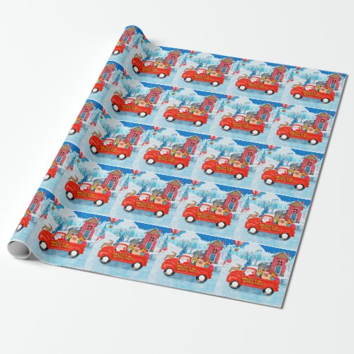 Pomeranian Dog Christmas Delivery Truck Snow Wrapping Paper