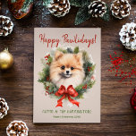 Pomeranian Dog Christmas Happy Pawlidays Howlidays Holiday Card