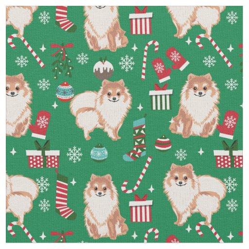 pomeranian dog christmas holiday fabric