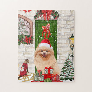 Pomeranian Dog Christmas Jigsaw Puzzle