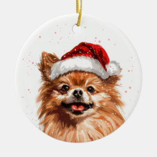 Pomeranian Dog Christmas Personalized Ceramic Ornament