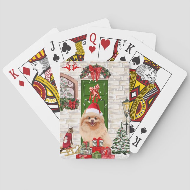 Pomeranian Dog Christmas   Poker Cards (Back)