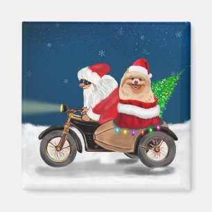 Pomeranian Dog Christmas Santa Claus Magnet