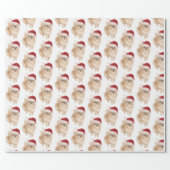 Pomeranian Dog Christmas Santa Hat Wrapping Paper (Flat)