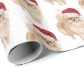 Pomeranian Dog Christmas Santa Hat Wrapping Paper (Roll Corner)