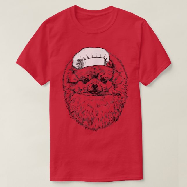 Pomeranian Dog Cook Chef Funny Cooking  T-Shirt (Design Front)