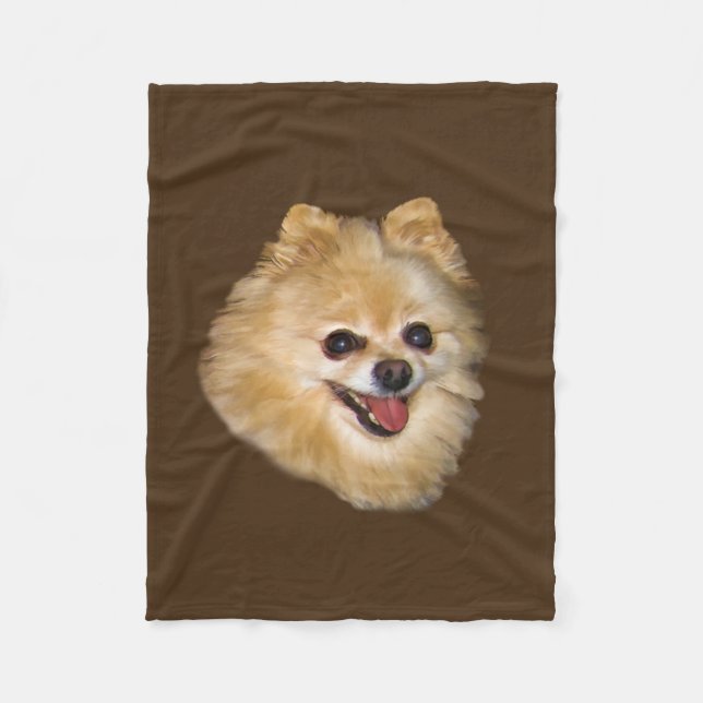 Pomeranian Dog Customizable Fleece Blanket (Front)