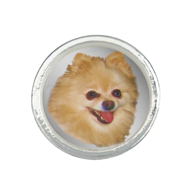 Pomeranian Dog Customizable Ring (Front)