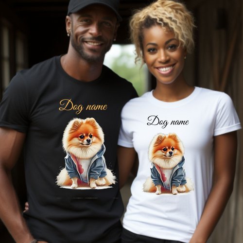 Pomeranian Dog Customize Name Your Own Dog Name T_Shirt