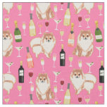 pomeranian dog cute pink wine fabric