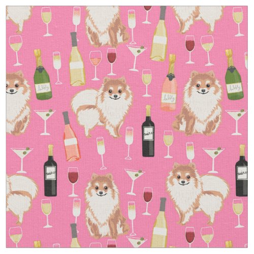 pomeranian dog cute pink wine fabric