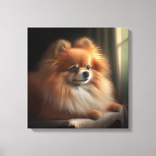 Pomeranian Dog Cute Portrait Canvas Print