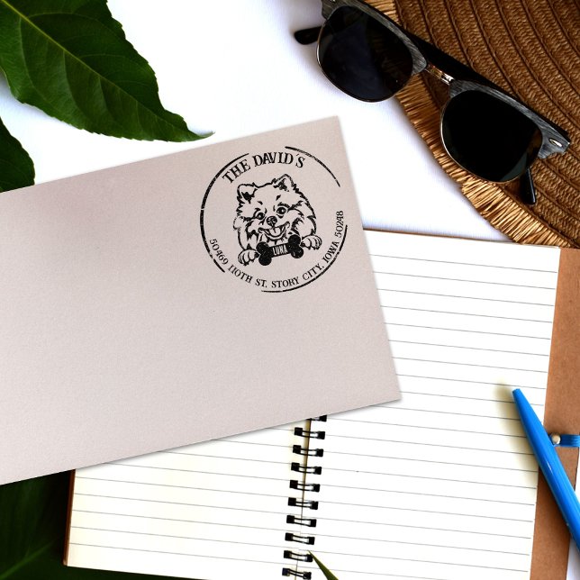 Pomeranian Dog Family Return Address  Rubber Stamp (Creator Uploaded)