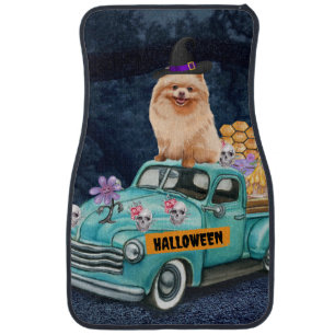 Pomeranian Dog Halloween Truck Scary Night Car Floor Mat
