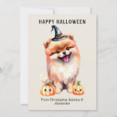 Pomeranian Dog Happy Halloween Holiday Card (Front)