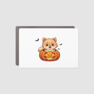 Pomeranian dog Happy Halloween pumpkin Classic T-S Car Magnet