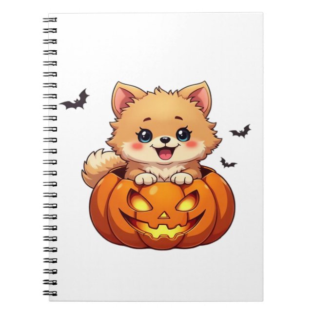 Pomeranian dog Happy Halloween pumpkin Classic T-S Notebook (Front)