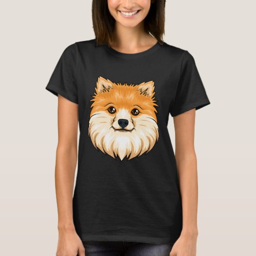 Pomeranian Dog Head Cute Pomeranian Dog Lover Wome T_Shirt