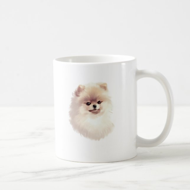 Pomeranian Dog Illustration Art Coffee Mug (Right)