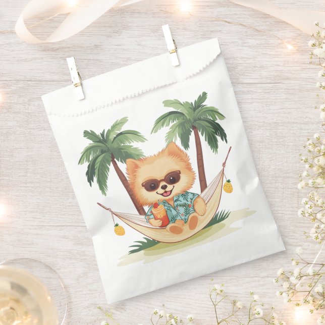Pomeranian Dog In A Hammock Hawaiian Shirt Favor Bag (Clipped)