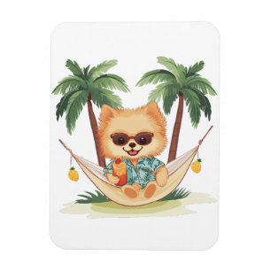 Pomeranian Dog In A Hammock Hawaiian Shirt Magnet