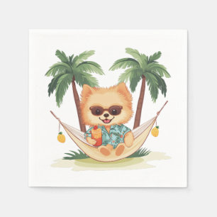 Pomeranian Dog In A Hammock Hawaiian Shirt Napkins
