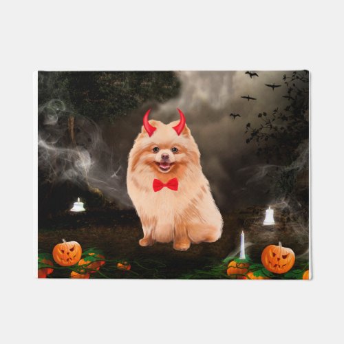 Pomeranian Dog in Halloween Costume Doormat