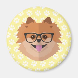 Pomeranian Dog In Nerd Glasses | Cute Hipster Gift Magnet