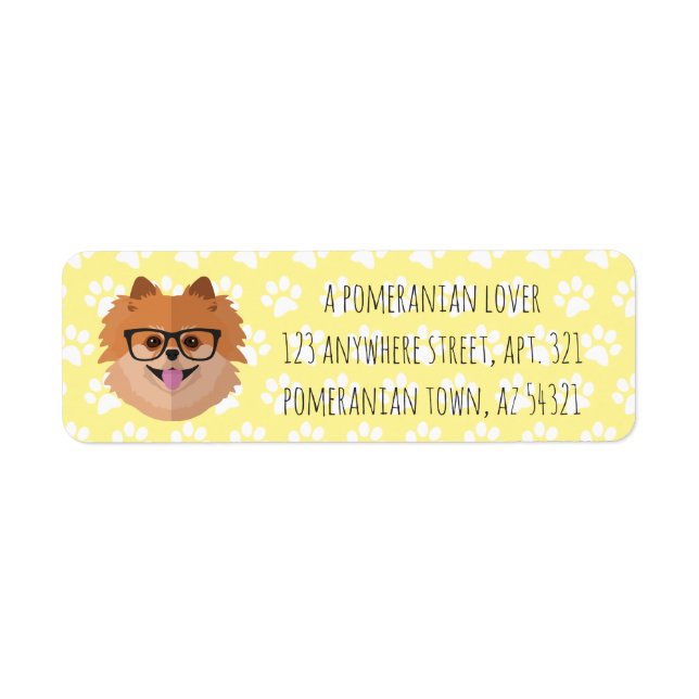 Pomeranian Dog In Nerd Glasses | POMER-BRAINY-AN Label (Front)