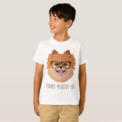 Pomeranian Dog In Nerd Glasses  POMER_BRAINY_AN T_Shirt
