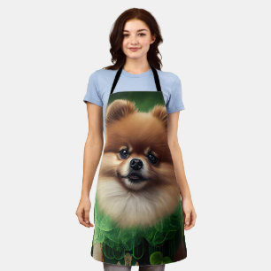 Pomeranian Dog in St. Patrick's Day Dress Apron