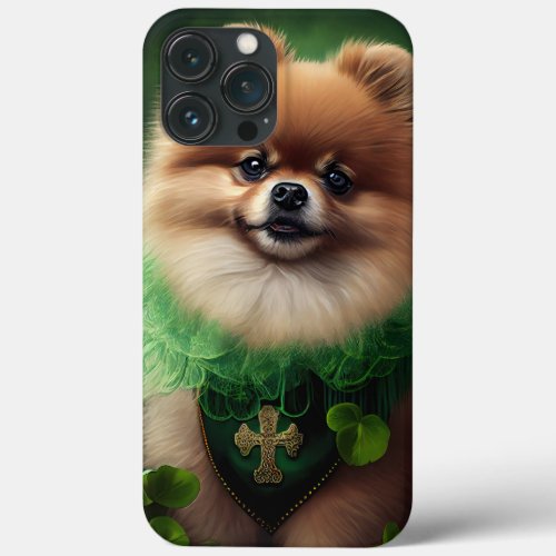 Pomeranian Dog in St Patricks Day Dress iPhone 13 Pro Max Case