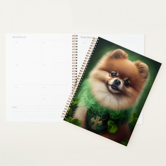 Pomeranian Dog in St. Patrick's Day Dress Planner (Display)