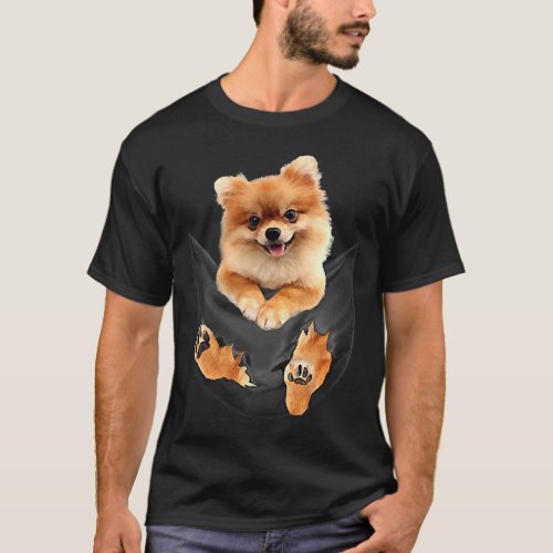 Pomeranian Dog In The Pocket 27 T_Shirt