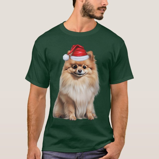 Pomeranian Dog Lover Funny Christmas T-Shirt (Front)
